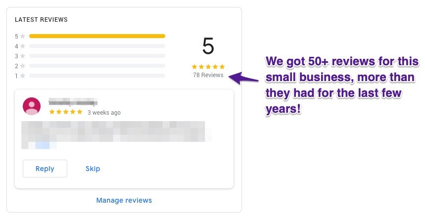 50+ reviews for this small business