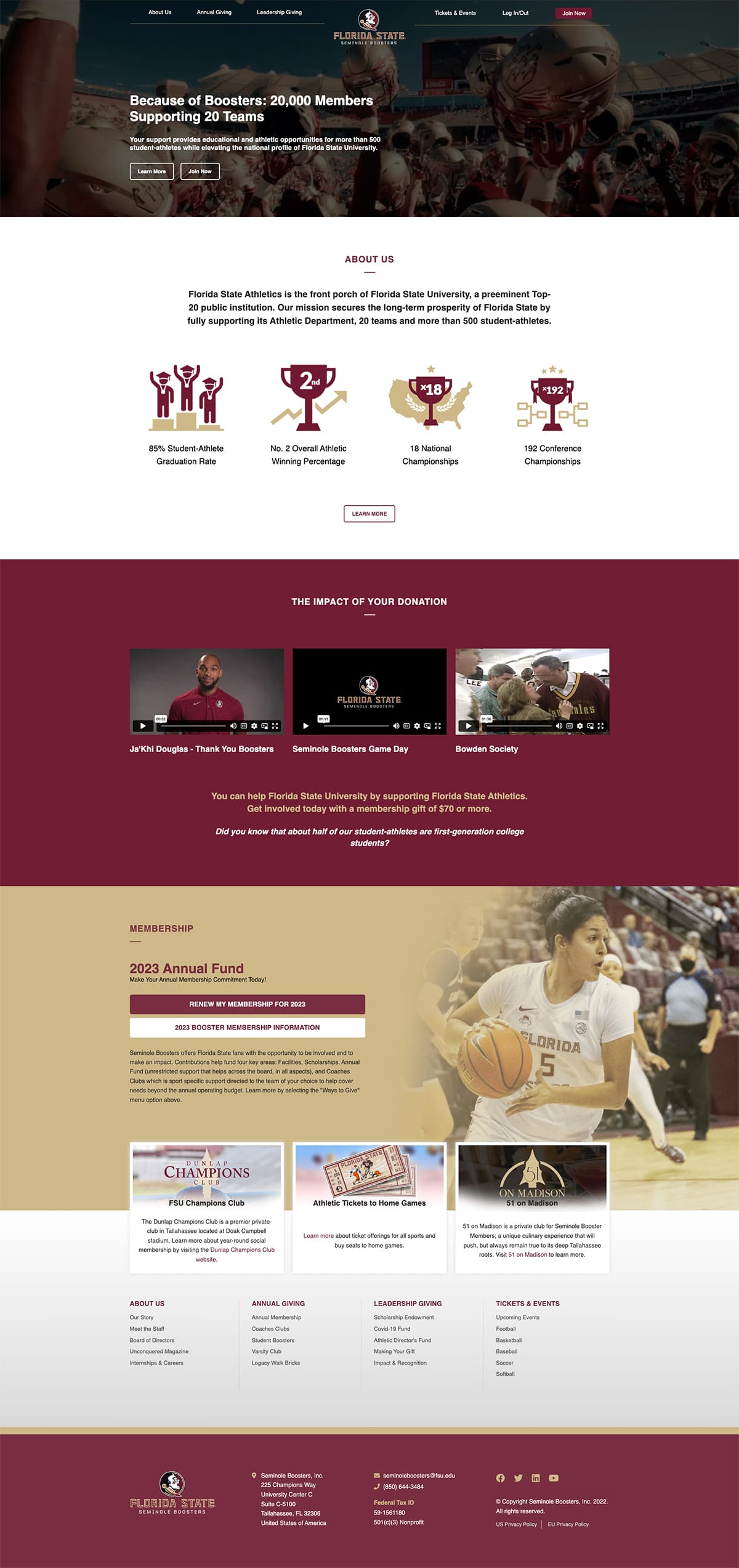 Our redesign of the Seminole Boosters website